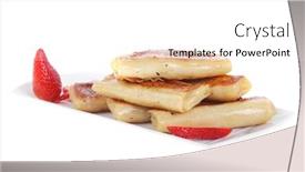  Presentation with pancake - Beautiful theme featuring russian food - heap of sweet pancake filled with cottage cheese with strawberry served on white plate isolated over white backdrop and a white colored foreground