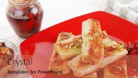  Presentation with meat food - Amazing PPT layouts having russian-food-meat-wrapped backdrop and a red colored foreground