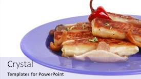  Presentation with blue food - Theme having russian-food-meat-wrapped background and a light blue colored foreground