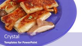  Presentation with blue food - Colorful PPT theme enhanced with russian-food-meat-wrapped backdrop and a cobalt blue colored foreground