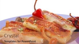  Presentation with pancake - Amazing slide set having russian-food-meat-wrapped backdrop and a coral colored foreground