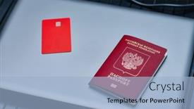  Presentation with foreign - Presentation theme enhanced with russian-foreign-passport-credit-card background and a  colored foreground