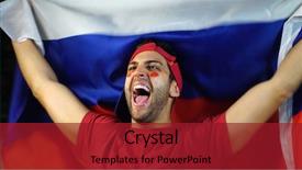 Presentation with russia flag - Beautiful presentation featuring russian guy waving russia flag backdrop and a crimson colored foreground