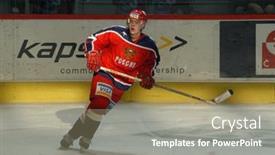  Presentation with ice hockey - Beautiful presentation theme featuring russian-ice-hockey-player backdrop and a mint green colored foreground