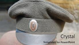  Presentation with ww1 - Beautiful presentation theme featuring russian military cap of ww1 backdrop and a light gray colored foreground