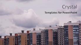  Presentation with city buildings - Beautiful slide set featuring russian-modern-multi-storey-residential backdrop and a light gray colored foreground