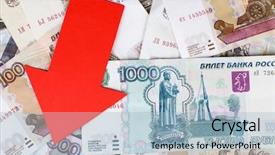  Presentation with russian - Presentation theme featuring russian money as depreciation background and a light blue colored foreground