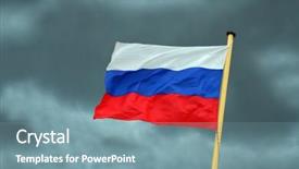  Presentation with russia flag - PPT theme with russian national flag on storm background and a seafoam green colored foreground