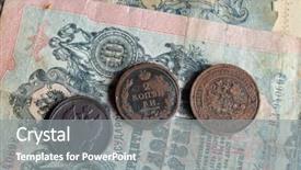  Presentation with history - Slide set featuring russian numismatics vintage items background and a gray colored foreground