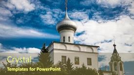  Presentation with church blue - Slide set enhanced with russian-orthodox-church-a-temple background and a tawny brown colored foreground