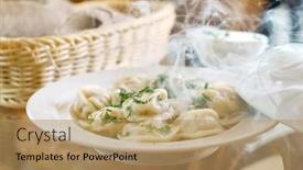  Presentation with russian - Slide deck with russian-pelmeni-dumplings-with-meat background and a  colored foreground