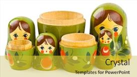  Presentation with russian doll - Slide deck featuring russian retro toy matrioska isolated background and a yellow colored foreground