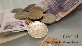  Presentation with russian - Colorful PPT layouts enhanced with russian-ruble-banknotes-and-coins backdrop and a  colored foreground