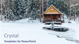  Presentation with russian forest - Slide set featuring russian-sauna-banya-house background and a sky blue colored foreground
