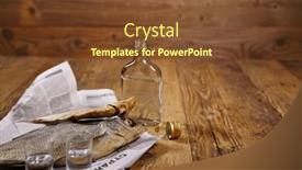  Presentation with vodka - Presentation enhanced with russian snack vodka and dried fish background and a tawny brown colored foreground