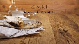  Presentation with vodka - Slides enhanced with russian snack vodka and dried fish background and a coral colored foreground