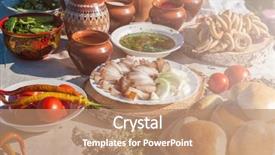  Presentation with russian - Audience pleasing slide set consisting of russian table with traditional food backdrop and a coral colored foreground