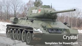  Presentation with war history - Slide deck featuring russian tank since world war background and a dark gray colored foreground