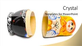  Presentation with russian doll - Beautiful PPT theme featuring russian toy matrioska isolated backdrop and a white colored foreground