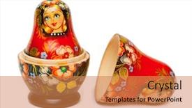  Presentation with russian doll - Slides with russian toy matrioska isolated background and a coral colored foreground