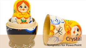  Presentation with russian doll - Presentation theme enhanced with russian toy matrioska isolated background and a yellow colored foreground