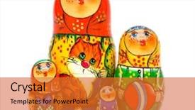  Presentation with russian doll - Cool new slides with russian toy matrioska isolated backdrop and a gold colored foreground