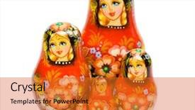  Presentation with russian doll - Presentation theme having russian toy matrioska isolated background and a gold colored foreground