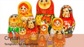  Presentation with russian doll - PPT theme enhanced with russian toy matrioska isolated background and a gold colored foreground