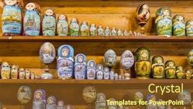  Presentation with russian - Presentation theme with russian-toys-matrioshka-art-background background and a tawny brown colored foreground