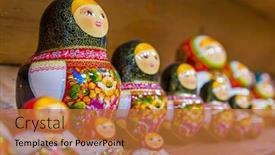  Presentation with russian - Colorful PPT theme enhanced with russian-toys-matrioshka-art-background backdrop and a red colored foreground