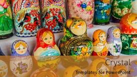  Presentation with russian - Beautiful theme featuring russian-toys-matrioshka-art-background backdrop and a gold colored foreground