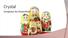  Presentation with russian doll - Colorful slide set enhanced with russian traditional dolls backdrop and a white colored foreground