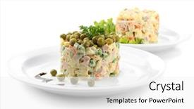  Presentation with russian - Presentation theme enhanced with russian traditional salad olivier isolated on white background and a white colored foreground