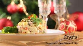  Presentation with table napkin - Cool new PPT layouts with christmas with eggnog cookies on red napkin on wooden table backdrop and a coral colored foreground