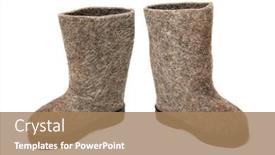  Presentation with russian - Presentation enhanced with russian traditional winter felt boot valenki shoes background and a coral colored foreground