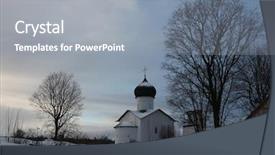  Presentation with russia - Presentation design consisting of russian winter church of saint background and a gray colored foreground