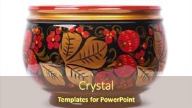  Presentation with utensils - Beautiful presentation theme featuring russian-wooden-utensils-khokhloma backdrop and a tawny brown colored foreground