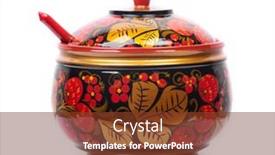  Presentation with utensils - Colorful presentation theme enhanced with russian-wooden-utensils-khokhloma backdrop and a tawny brown colored foreground