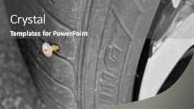  Presentation with tire - PPT layouts having rusted-screw-punctures-car-tire background and a gray colored foreground