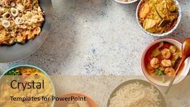  Presentation with asian food - PPT layouts featuring rustic background oriental style background and a coral colored foreground