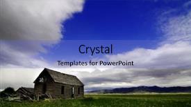  Presentation with old story book - Audience pleasing PPT theme consisting of rustic barn wood - old cabin in field backdrop and a teal colored foreground