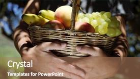  Presentation with banana tree - Presentation theme consisting of rustic basket full of fruit background and a coral colored foreground