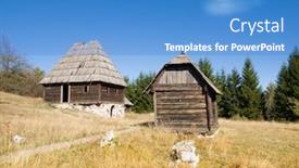  Presentation with cabin - Presentation having rustic cabin background and a teal colored foreground