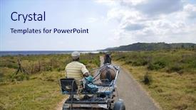  Presentation with horse riding - Colorful PPT theme enhanced with rustic carriage with a horse backdrop and a  colored foreground