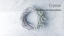  Presentation with gray marble - Colorful PPT theme enhanced with rustic-christmas-wreath-on-gray backdrop and a light gray colored foreground
