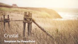  Presentation with processing - PPT theme having rustic-clifftop-fence-in-harve background and a coral colored foreground