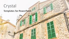  Presentation with tourist - Audience pleasing presentation design consisting of rustic flowerpots street in the tourist island of mallorca valdemosa city in spain backdrop and a white colored foreground