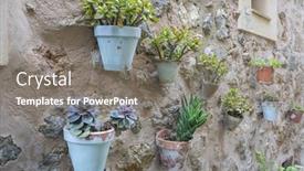  Presentation with city street - Theme with rustic flowerpots street in the tourist island of mallorca valdemosa city in spain background and a gray colored foreground