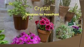  Presentation with rustic - Slide deck with rustic flowerpots street in the tourist island of mallorca valdemosa city in spain background and a tawny brown colored foreground