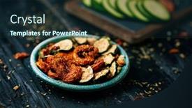  Presentation with dried tomato - Audience pleasing presentation consisting of rustic-green-plate backdrop and a wine colored foreground